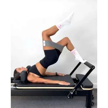 Toes Home Pilates Socks for Women with Non Slip Grippers, Yoga Crew Socks for Barre Hospital Sticky Slipper Socks 4 Pairs Pink Heart