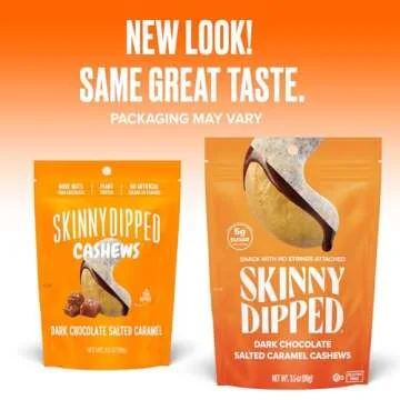 SkinnyDipped Salted Caramel Cashews - Healthy Plant Protein Snack