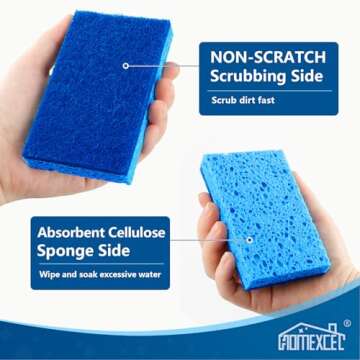 HOMEXCEL 24pcs Non-Scratch Kitchen Sponges, Dual-Sided Cleaning Solution for All Surfaces