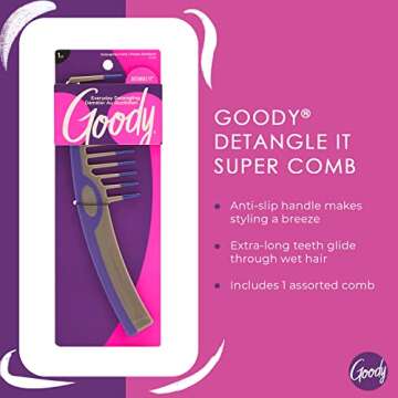Goody Styling Essentials Detangling Hair Comb - Suitable For All Hair Types - Wide Tooth Comb Detang...
