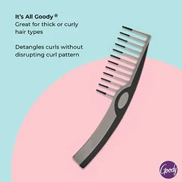 Goody Styling Essentials Detangling Hair Comb - Suitable For All Hair Types - Wide Tooth Comb Detangles Wet or Dry Hair - Hair Accessories for Men, Women, Boys, and Girls (Color May Vary)