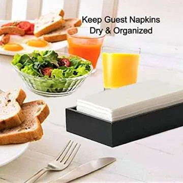 Bamboo Guest Towel Holder in Black (9.75"x 5.50"x 2") – Bathroom Napkin Tray – Multipurpose Organizer Box - Ideal for Guest Bathroom, Desk, Dining Table, Kitchen Counter & Drawers