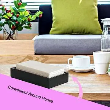 Bamboo Guest Towel Holder in Black (9.75"x 5.50"x 2") – Bathroom Napkin Tray – Multipurpose Organizer Box - Ideal for Guest Bathroom, Desk, Dining Table, Kitchen Counter & Drawers