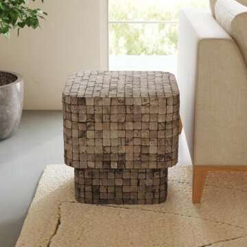 East at Main Indigo Road by Egypt Sherrod Samoa Square Coconut Shell Side Table, Handcrafted Eco-Fri...
