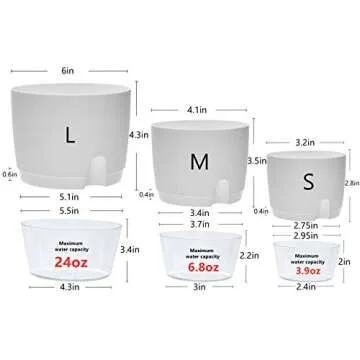 ETGLCOZY Self Watering Pots for Indoor Plants, 5 Pack 6/4.1/3.2 Inch Flower Pot Modern Decorative Plastic Planter with Extra Large Water Storage for All House Plants, Flowers, Herbs(White)