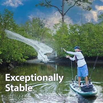 Sea Eagle FS126 12’6” Inflatable FishSUP Fishing Stand-Up Paddleboard w/Paddle(s), Removable Transom, Backpack/Optional Seat - Sit, Stand, Fish, Motor, Troll