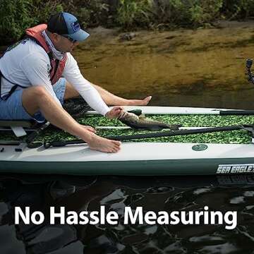 Sea Eagle FS126 12’6” Inflatable FishSUP Fishing Stand-Up Paddleboard w/Paddle(s), Removable Transom, Backpack/Optional Seat - Sit, Stand, Fish, Motor, Troll