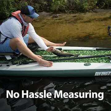 Sea Eagle FS126 12’6” Inflatable FishSUP Fishing Stand-Up Paddleboard w/Paddle(s), Removable Transom, Backpack/Optional Seat - Sit, Stand, Fish, Motor, Troll