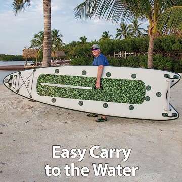 Sea Eagle FS126 12’6” Inflatable FishSUP Fishing Stand-Up Paddleboard w/Paddle(s), Removable Transom, Backpack/Optional Seat - Sit, Stand, Fish, Motor, Troll