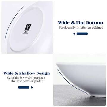 Y YHY 8" Pasta Bowls Set of 6 - Multifunctional Kitchen Essential