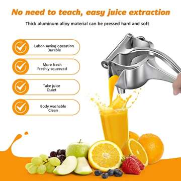 Manual Juicer, Fruit Juice Squeezer, Detachable Heavy Duty Citrus Squeezer Extractor Tool, Premium Q...