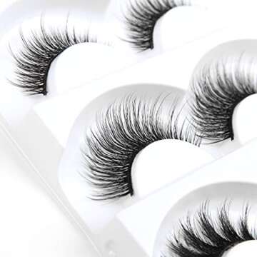 Eliace 3D Mink Lashes Natural Look 15 Mixed Styles 15 Pairs Fake Eyelashes Bulk Pack Handmade Luxurious Volume Fluffy Natural False Eyelashes Comfortable and Soft Strip False lashes for Women
