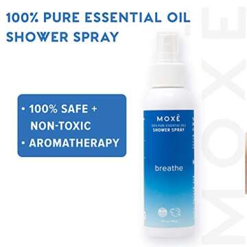 MOXE Breathe Shower Mist, Eucalyptus and Peppermint, Spa Steam Spray, Certified Natural 100% Essenti...