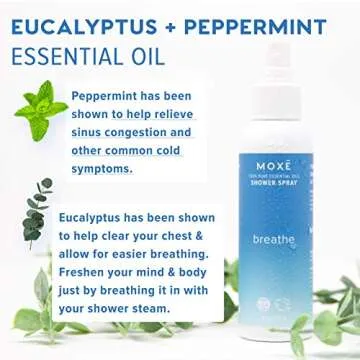 MOXE Breathe Shower Mist Eucalyptus Peppermint Essential Oil