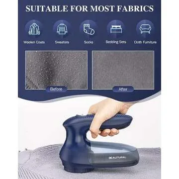 BEAUTURAL Sweater Fabric Shaver Home-Edition, Powerful & Efficient Lint Remover for Clothes and Furniture, AC Adapter or Battery Powered Pill Fuzz Remover, Special for Your Family Ultramarine