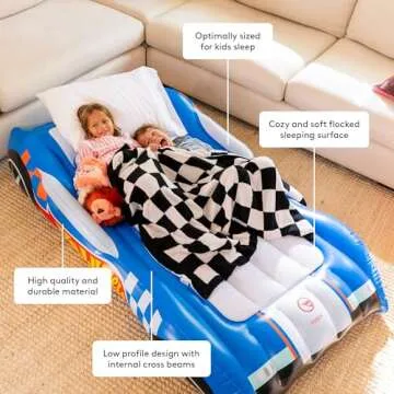 Hot Wheels & FUNBOY Kids Sleepover Bed & Air Mattress. Perfect for Sleepovers. Includes Carrying Storage Bag, Twin