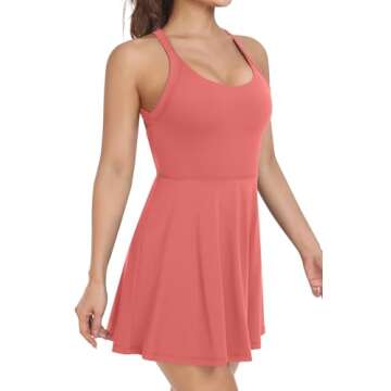 Easy Peezy Athletic Tennis Dresses for Women with Built in Shorts Bra Pockets - for Golf Workout Exercise