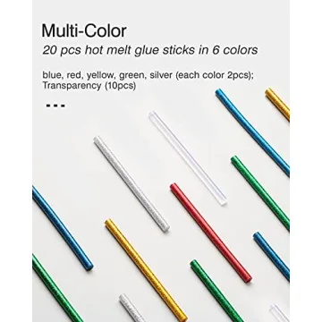 HOTO Hot Glue Sticks 20 Pcs - Glitter & Colored Craft Adhesive