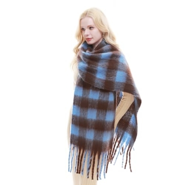RIIQIICHY Women's Chunky Plaid Scarf - Soft, Warm & Versatile Winter Fashion
