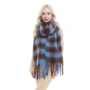RIIQIICHY Women's Chunky Plaid Scarf - Warm Winter Fashion