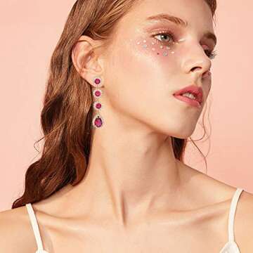 Cubic Zirconia Bridal Earrings Gold - Elegant 14k Plated CZ Wedding Party Prom Earrings for Bride Br...