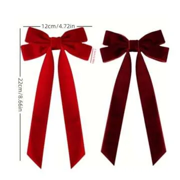 Jytrew 12Pcs Maroon Velvet Bows for Christmas Tree, Velvet Ribbon Bows for Christmas Tree, Christmas...