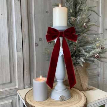 Jytrew 12Pcs Maroon Velvet Bows for Christmas Tree, Velvet Ribbon Bows for Christmas Tree, Christmas Wreath Bows, Christmas Bows Rustic Crafts Gift Bows Vintage Velvet Bows Xmas Decorations(Burgundy)