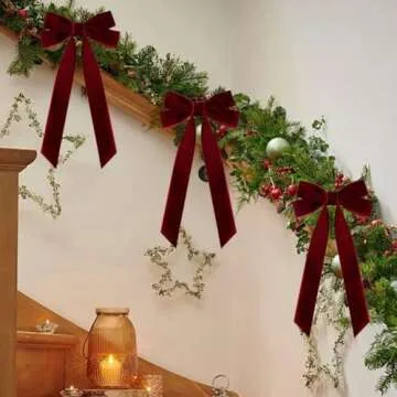 Jytrew 12Pcs Maroon Velvet Bows for Christmas Tree, Velvet Ribbon Bows for Christmas Tree, Christmas Wreath Bows, Christmas Bows Rustic Crafts Gift Bows Vintage Velvet Bows Xmas Decorations(Burgundy)