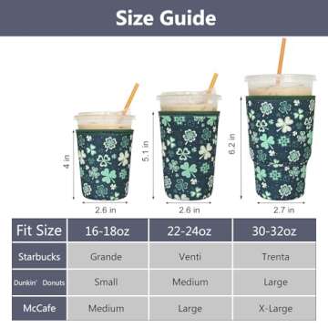 3 Pack Reusable Iced Coffee Sleeves - Xumbtvs Insulator Sleeve for Cold Beverages, Neoprene Cup Hold...