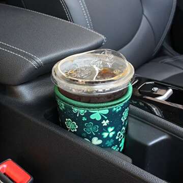 3 Pack Reusable Iced Coffee Sleeves - Xumbtvs Insulator Sleeve for Cold Beverages, Neoprene Cup Holder for Starbucks Coffee, Dunkin Coffee, More (Clover)