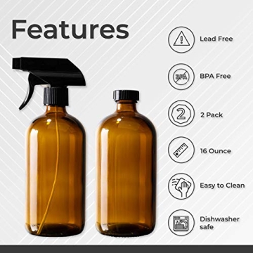 Refillable Amber Glass Spray Bottles Pack of 2
