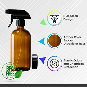 Refillable Amber Glass Spray Bottles Pack of 2