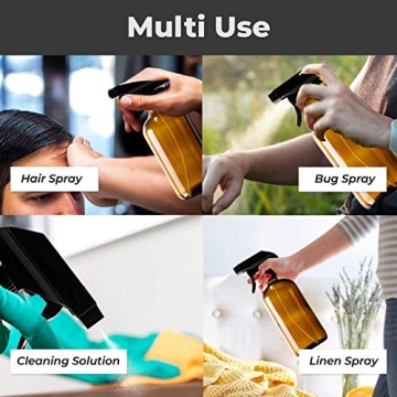 Refillable Amber Glass Spray Bottles Pack of 2