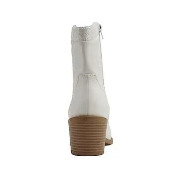 Soda Picotee Women Western Cowboy Cowgirl Stitched Ankle Boots (White PU, us_footwear_size_system, a...