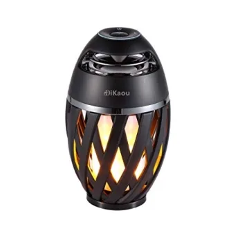 Dikaou LED Flame Outdoor Table Lamp with Bluetooth Speaker, Rechargeable & Portable