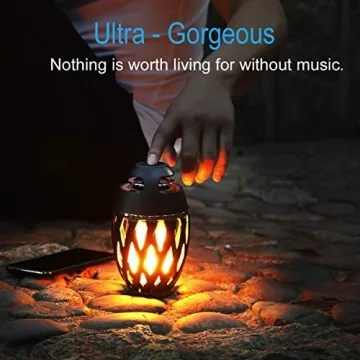 Dikaou LED Flame Lamp with Bluetooth Speaker for Outdoor Use