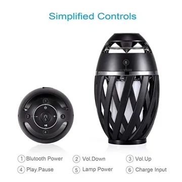 Dikaou LED Flame Lamp with Bluetooth Speaker for Outdoor Use