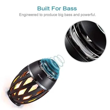 Dikaou LED Flame Lamp with Bluetooth Speaker for Outdoor Use