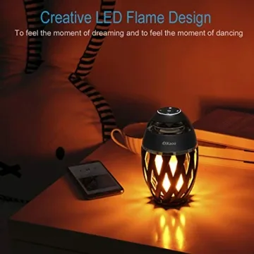 Dikaou LED Flame Lamp with Bluetooth Speaker for Outdoor Use