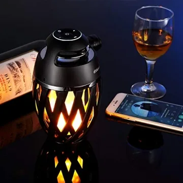 Dikaou LED Flame Lamp with Bluetooth Speaker for Outdoor Use