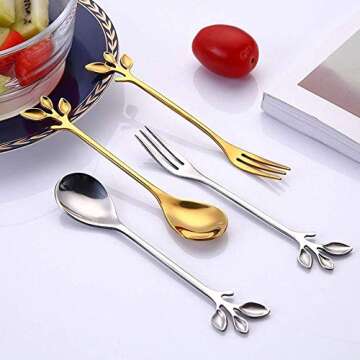 AnSaw Mini Leaf Dessert Forks Set - 10 Elegant Pieces