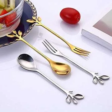 AnSaw Mini Leaf Dessert Forks Set - 10 Elegant Pieces