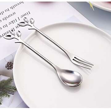 AnSaw Mini Leaf Dessert Forks Set - 10 Elegant Pieces