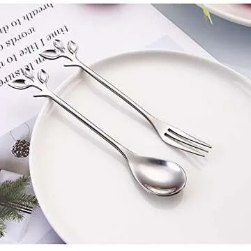 AnSaw Mini Leaf Dessert Forks Set - 10 Elegant Pieces