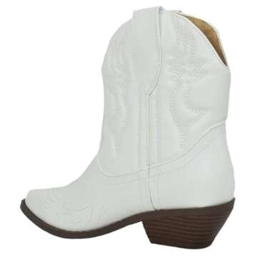 Soda Women Cowgirl Cowboy Western Stitched Ankle Boots Pointed Toe Short Booties Rigging-S (White, 8...