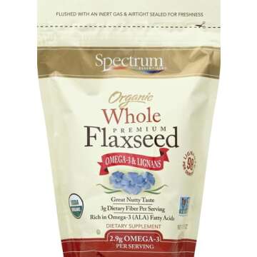 Spectrum Organic Whole Flaxseed, 15 Oz Bag - Nutritious and Versatile