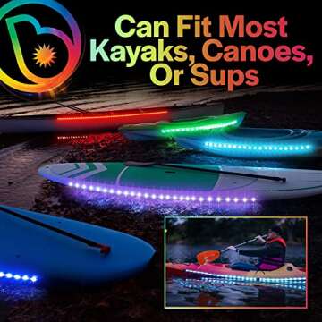 Brightz LED Kayak Lights for Night Kayaking Lights Kayak Accessories Kayak Gadgets Kayak Navigation Lights LED Lights for Kayak Night Lights Kayak Safety Lights - Color Changing Kayak Lighting Strips