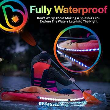 Brightz LED Kayak Lights for Night Kayaking Lights Kayak Accessories Kayak Gadgets Kayak Navigation Lights LED Lights for Kayak Night Lights Kayak Safety Lights - Color Changing Kayak Lighting Strips