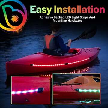 Brightz LED Kayak Lights for Night Kayaking Lights Kayak Accessories Kayak Gadgets Kayak Navigation Lights LED Lights for Kayak Night Lights Kayak Safety Lights - Color Changing Kayak Lighting Strips