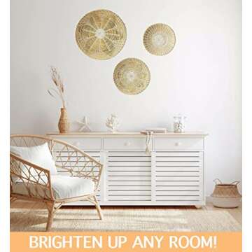 MY BOHO BABE Set of 3 Handmade Woven Seagrass Wall Baskets, Boho Decor, Multi-Purpose, Lightweight, Easy to Hang, Trendy